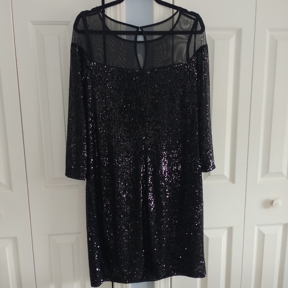 R&M Richards Black Sequins Mesh Dress Special Occasions 14 - Picture 9 of 14